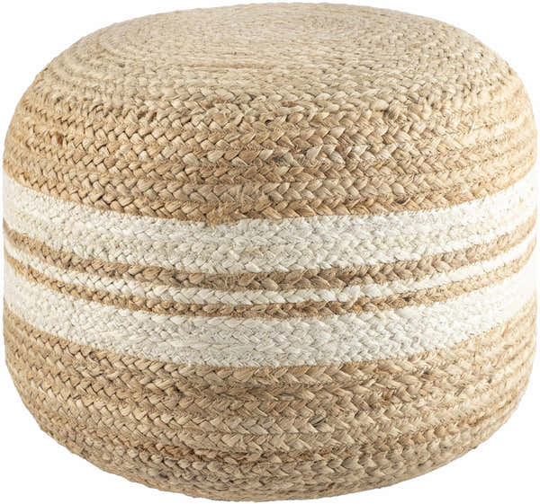 Kanashevo Brick Red Handwoven Gray Cotton Pouf