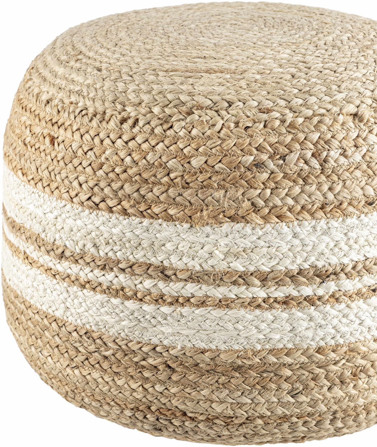 Kanashevo Brick Red Handwoven Gray Cotton Pouf