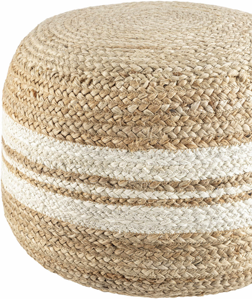 Kanashevo Brick Red Handwoven Gray Cotton Pouf