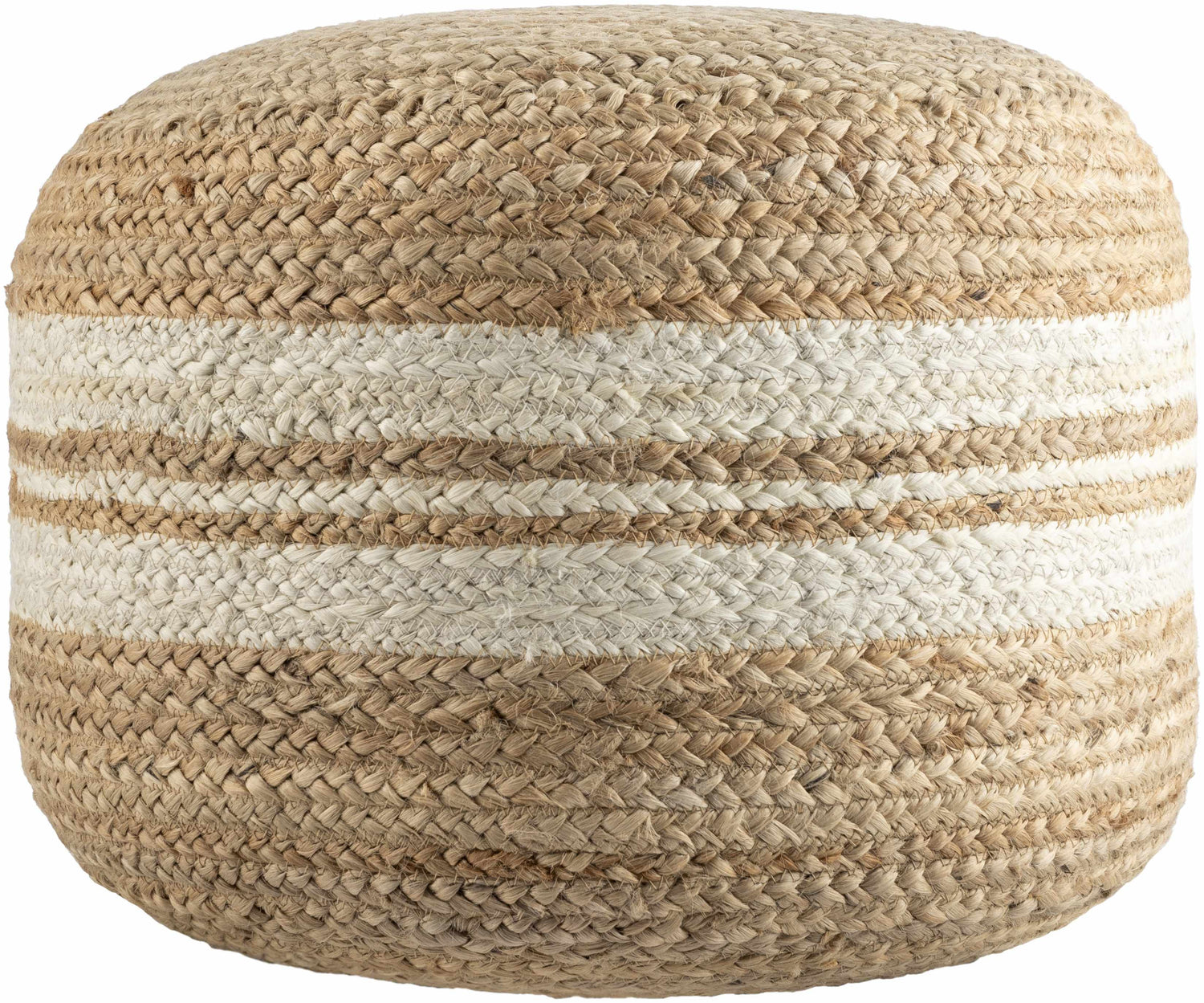 Kanashevo Brick Red Handwoven Gray Cotton Pouf