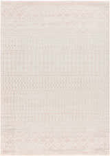 Close-up of the Constantin Blush Area Rug, featuring a subtle geometric pattern in blush and light gray. Design-Rectangle-5377