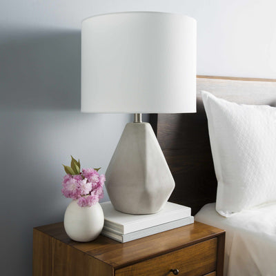 Keles Ribbed Ceramic Gray Table Lamp