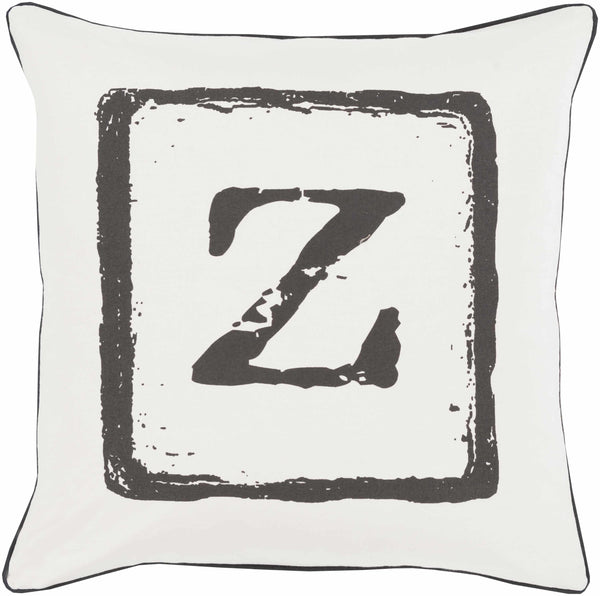 Kennington Black & White Monogram Letter Z Throw Pillow - Clearance