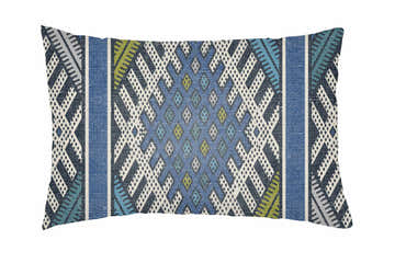 Aqua Blue Rustic Accent Outdoor Pillow with woven details for sofa bed or accent chair
