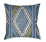 Aqua Blue Rustic Accent Pillow with woven details for sofa bed or accent chair