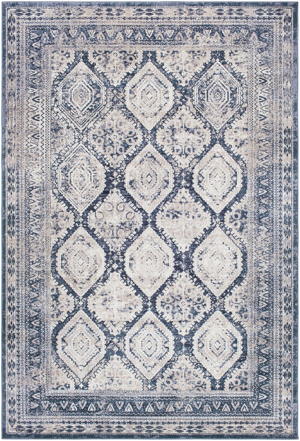 Kewa Distressed Blue Trellis Rug - Clearance