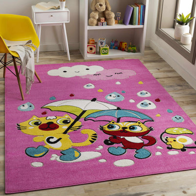 Kids Pink Cute Kitten Playroom Carpet - Clearance