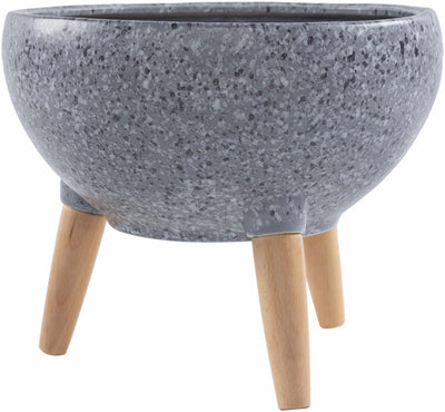 Kibungan Grey Speckled Wooden Base Planter