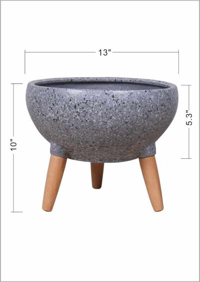 Kibungan Grey Speckled Wooden Base Planter