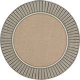 Round Kidron Area Rug. Beige center with black and beige striped border. Contemporary style. Design-Round-73