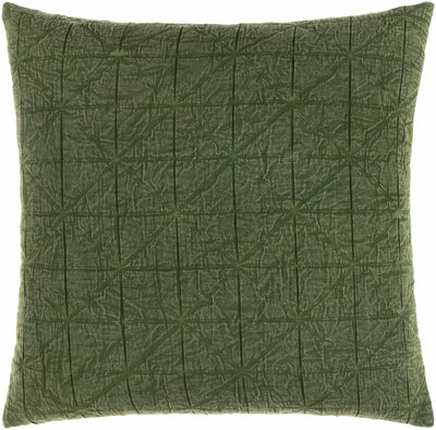 Kiho Olive Textured Grid Throw Pillow - Clearance