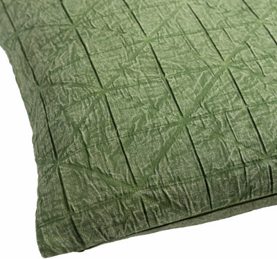 Kiho Olive Textured Grid Throw Pillow - Clearance