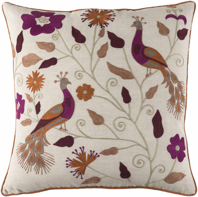 Kilham Peacock Floral Embroidered Pillow - Clearance