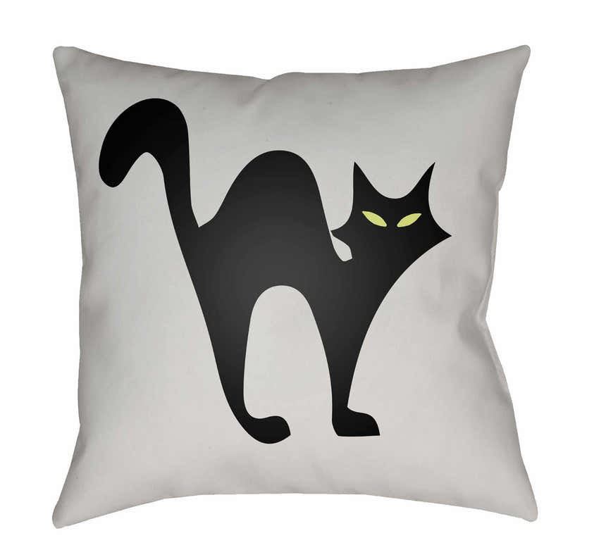 Halloween Cat Gray Outdoor Throw Pillow