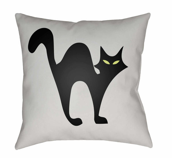 Halloween Cat Gray Throw Pillow