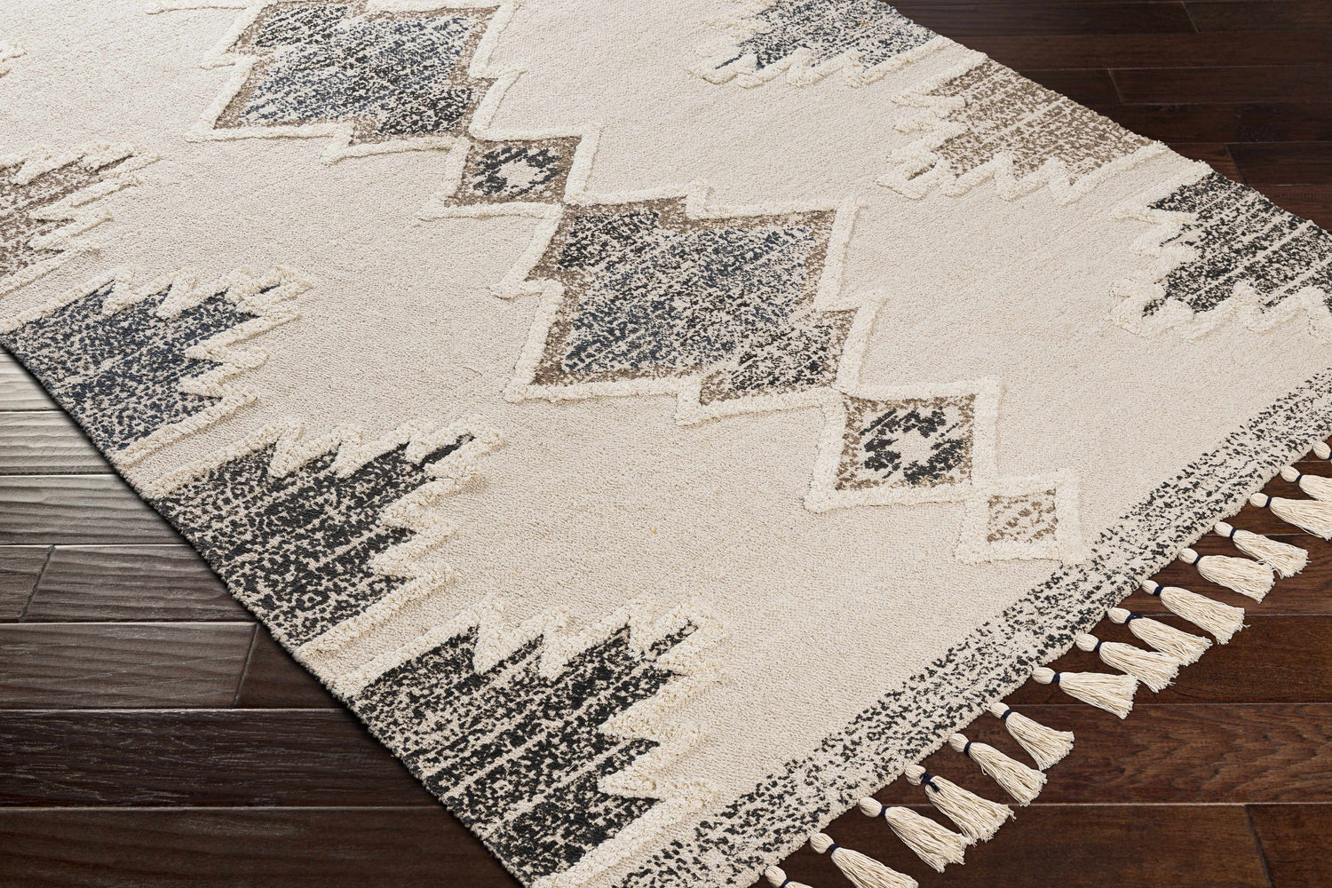 Kingborough Cream/Brown Cotton Area Rug - Clearance