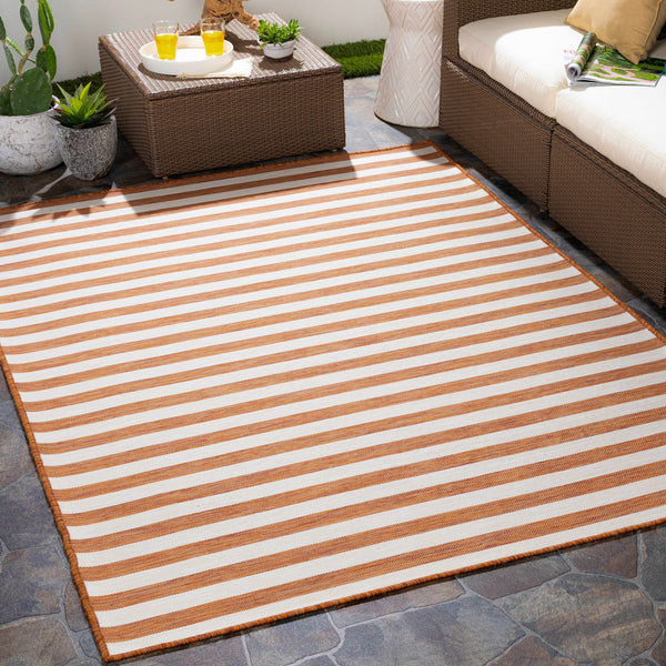 Bongaree Orange Striped Outdoor Carpet - Clearance