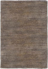 Close-up of the hand-knotted Kingwood Area Rug. Dark brown and light brown viscose rug with a subtle horizontal pattern. Design-Rectangle-23
