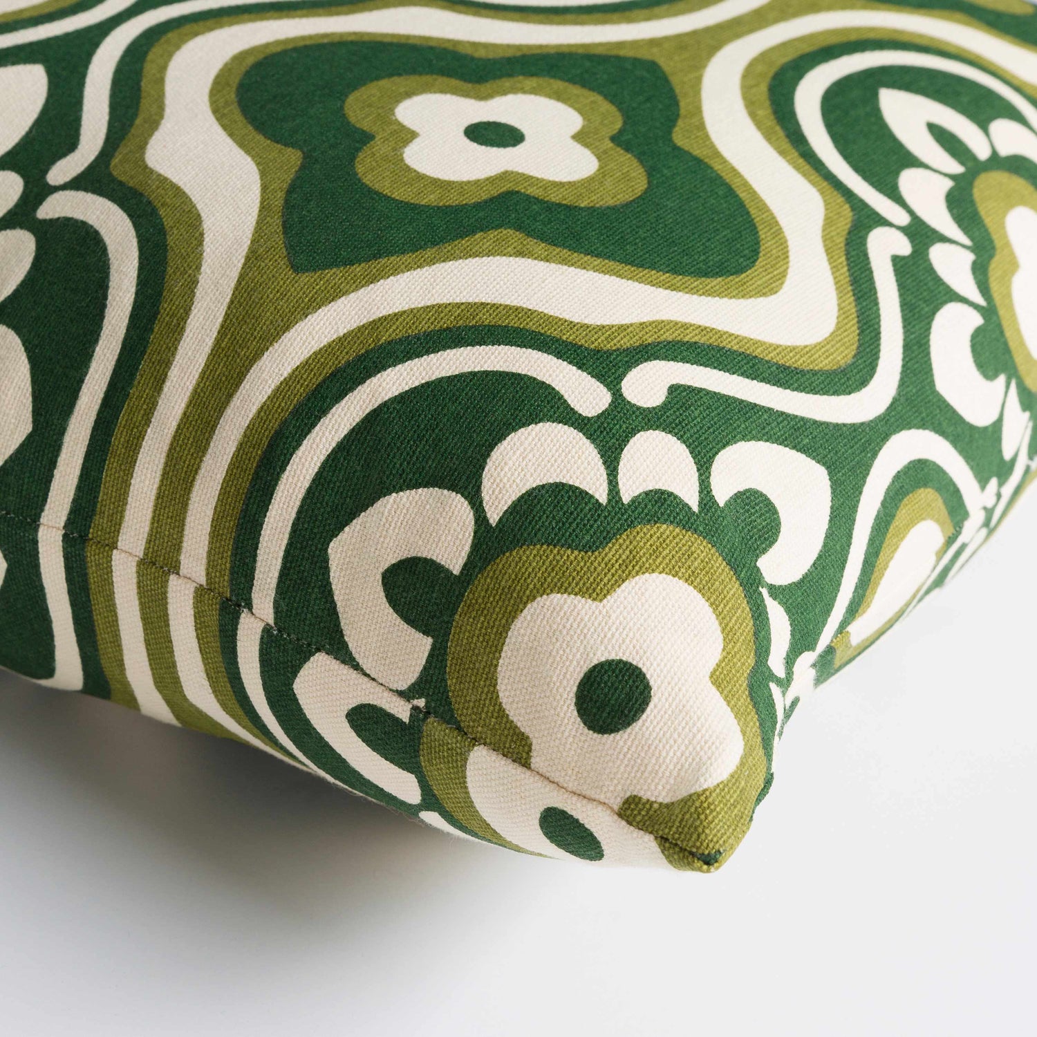 Kinvere Olive Geometric Pattern Pillow - Clearance