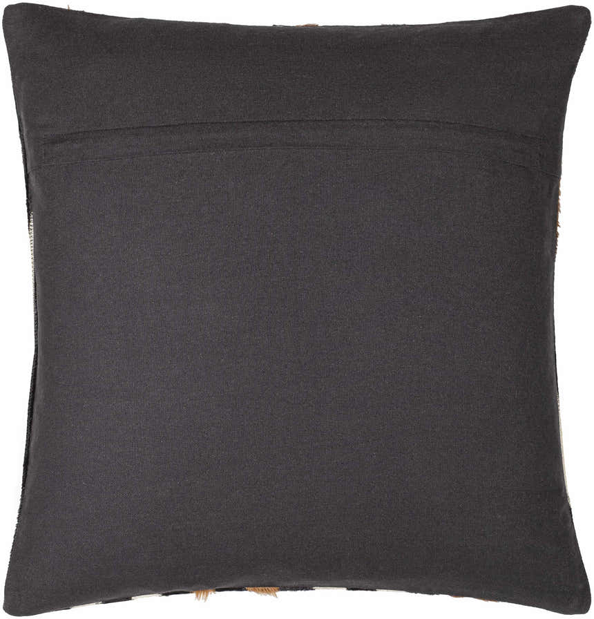 Tavren Brown Black and Ivory Diagonal Stripe Rustic Hair On Hide Accent Pillow