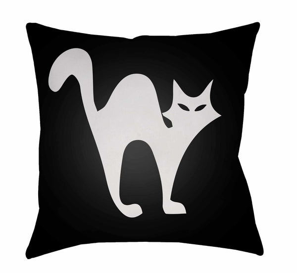 Halloween Cat Black Throw Pillow