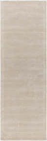 Close-up of the light gray Keller Area Rug, a hand-tufted wool and viscose rug with a subtle striped texture. Design-Runner-268