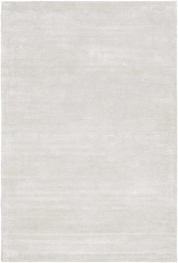 Close-up of the light gray Keller Area Rug, featuring a subtle striped pattern and soft, hand-tufted texture. Design-Rectangle-576