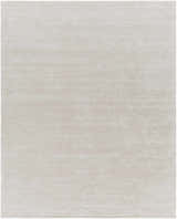 Close-up of the light gray Keller Area Rug. Hand-tufted wool and viscose rug with a subtle striped pattern. Design-Rectangle-810