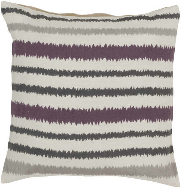 Kelley Plum Grey Striped Lumbar Pillow - Clearance