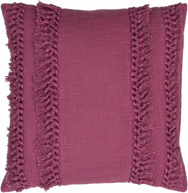 Kiamba Mauve Textured Fringe Throw Pillow - Clearance