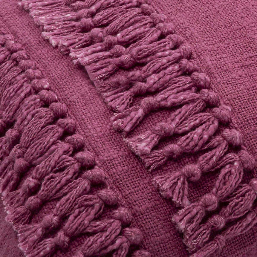 Kiamba Mauve Textured Fringe Throw Pillow - Clearance