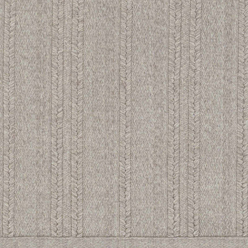 Close-up of the Kempston Gray Rug, a hand woven rug with vertical braided stripes and a textured medium gray weave. Swatch