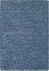 Close-up of the blue Kendall Carpet. Hand-knotted rug with a subtle horizontal stripe texture. Farmhouse style. Design-Rectangle-23