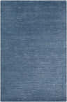 Close-up of the blue Kendall Carpet. Hand-knotted rug made of wool and viscose with a subtle horizontal stripe pattern. Design-Rectangle-576