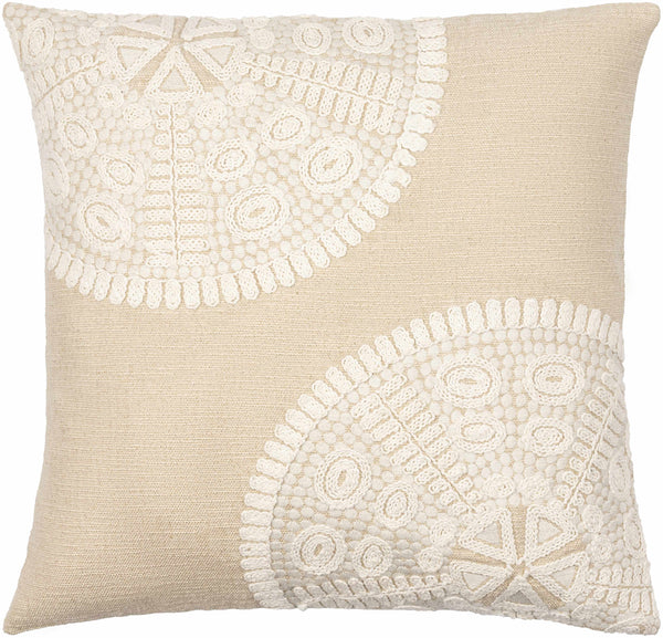 Kinango Beige Embroidered Accent Pillow - Clearance