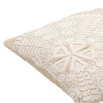 Kinango Beige Embroidered Accent Pillow - Clearance