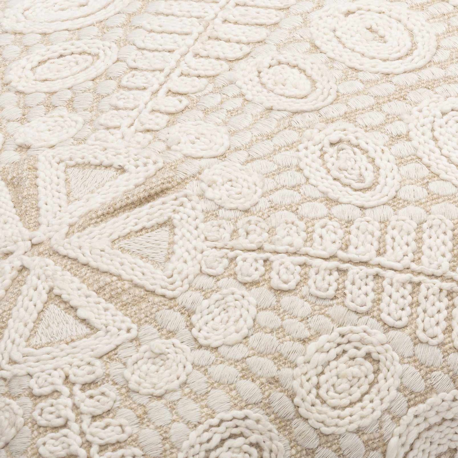 Kinango Beige Embroidered Accent Pillow - Clearance
