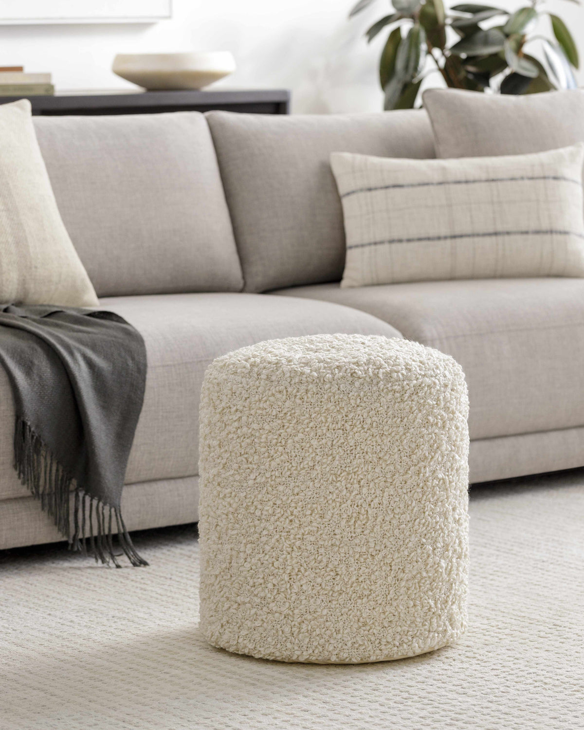 Kamarpukur Pearl Knitted Gray Cotton Pouf