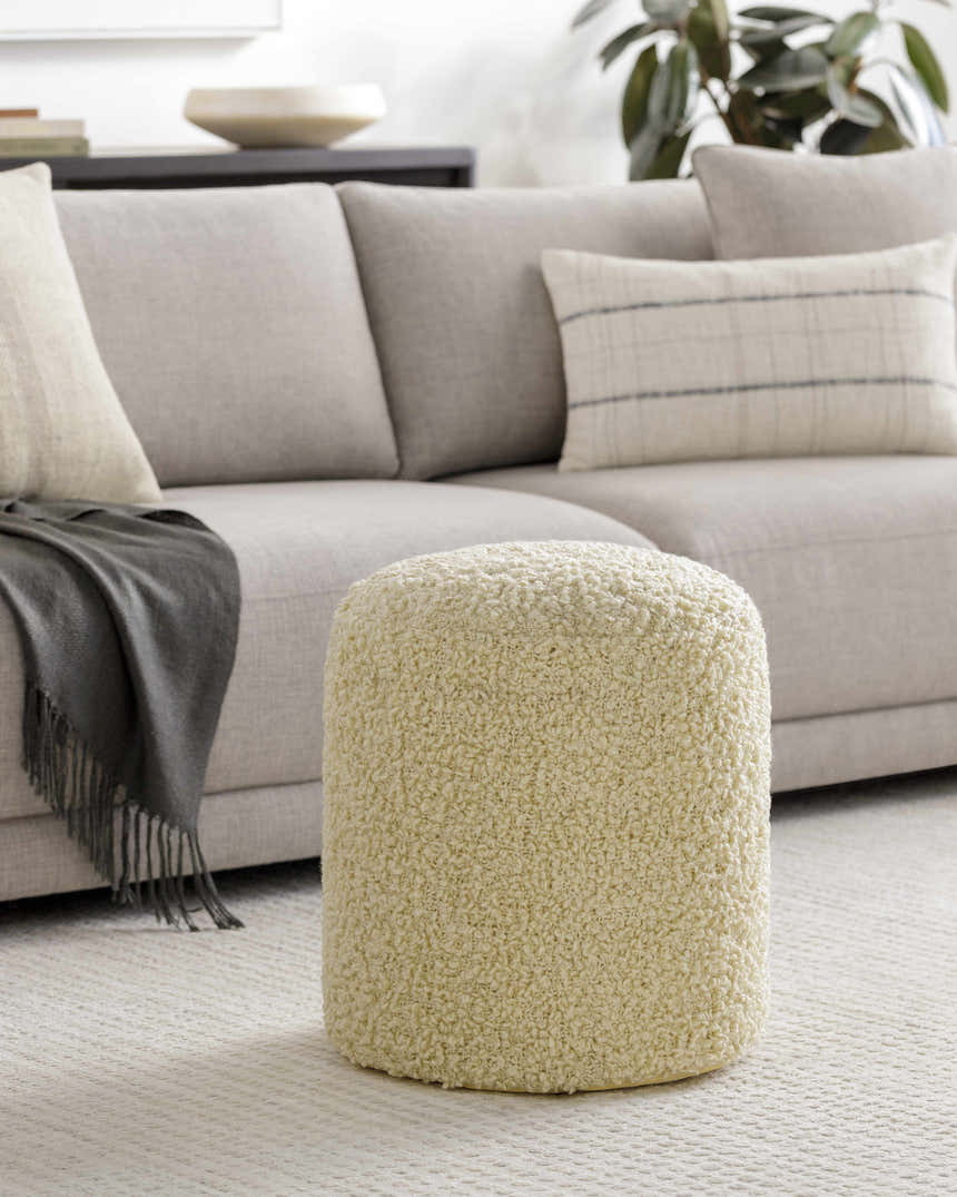 Kamarpukur Ivory Knitted Gray Cotton Pouf
