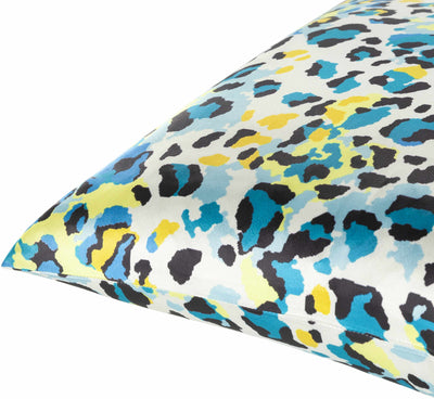 Korgan Blue Yellow Leopard Print Throw Pillow - Clearance