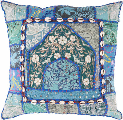 Korumburra Blue Patchwork Floral Accent Pillow - Clearance