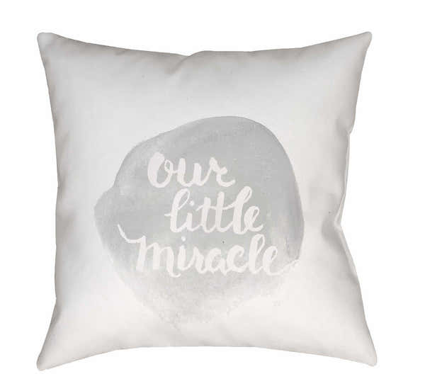 Our Little Miracle Nursery Baby Decorative Gray Outdoor Throw Pillow