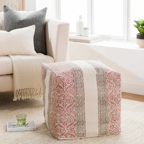 Kari Woven Beige Cotton Pouf