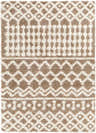 Close-up of Kato Shag Area Rug with bone and nutmeg geometric pattern. Soft, textured shag rug. Design-Rectangle-5373