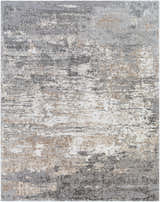 Close-up of the Kyabram textured abstract area rug. Beige, charcoal, gray, and off-white hues create a modern, neutral design. Design-Rectangle-71010