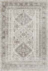 Close-up of the Ladybrand Washable Area Rug. Traditional oriental design in brown, dark brown, gray, and light beige. Design-Rectangle-537