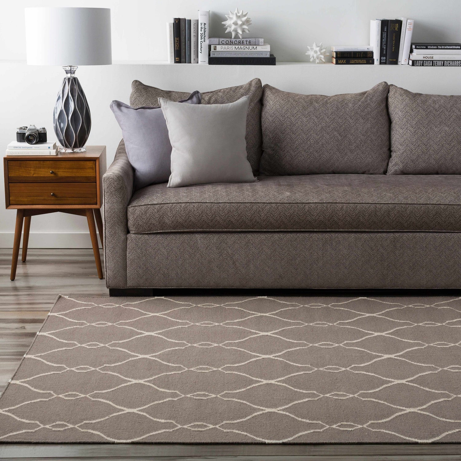 Lamy Beige Trellis Wool Rug - Clearance