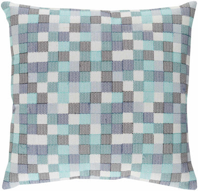 Lanagan Blue Checkered Square Pillow - Clearance