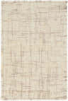 Close-up of the Langeloth Area Carpet. Hand-woven wool rug in cream and taupe with a subtle, textured pattern. Design-Rectangle-23