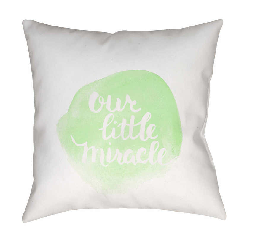 Our Little Miracle Nursery Baby Decorative Green Outdoor Throw Pillow